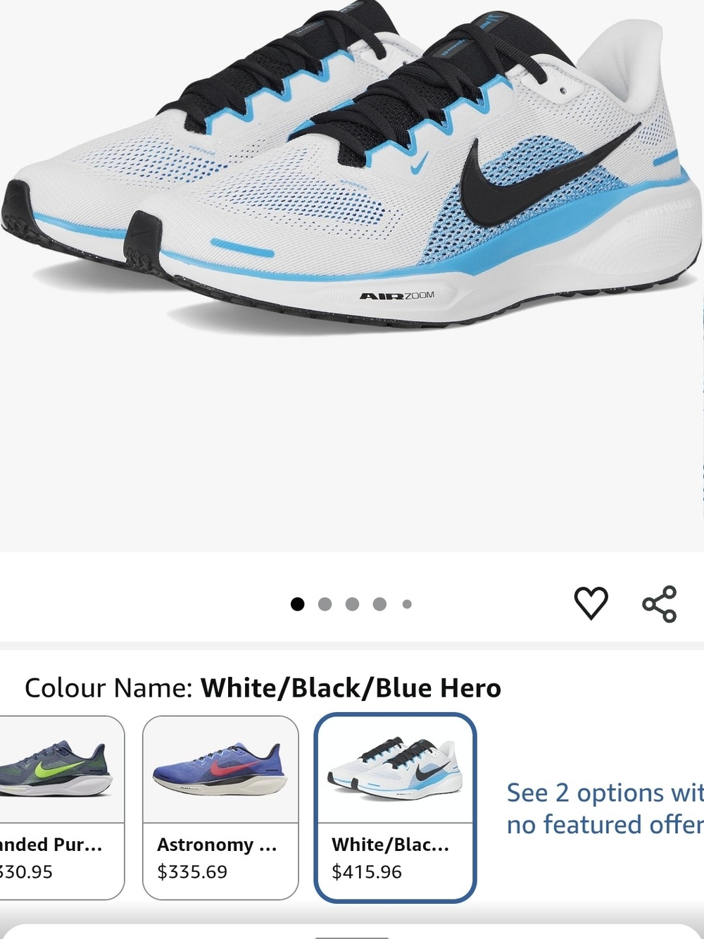 Nike Pegasus 41 White/Black/Blue Hero Running Sneakers